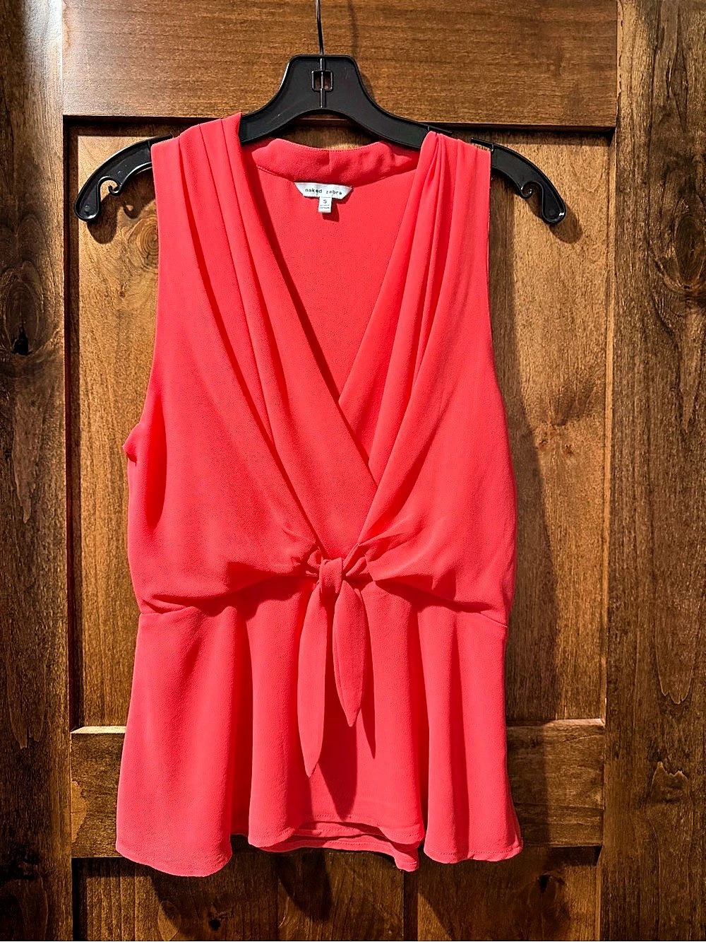 Naked Zebra Pink/Coral Tie Waist Sleeveless Tunic